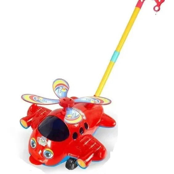 Cartoon Airplane Toy Trolley Educational Toy for Kids Toddler Children Children's Learning Walking Hand Push Aircraft Toy Push