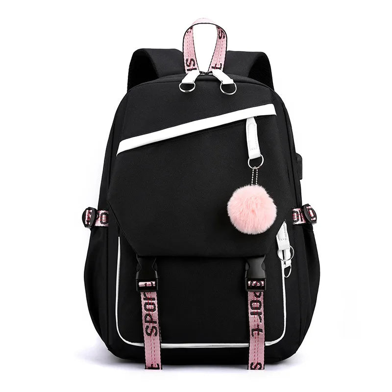 Fashion Girls' School Backpack Korean Styles Middle School Student Bags Black Casual Shoulder Bags for Teenager Boys Рюкзак