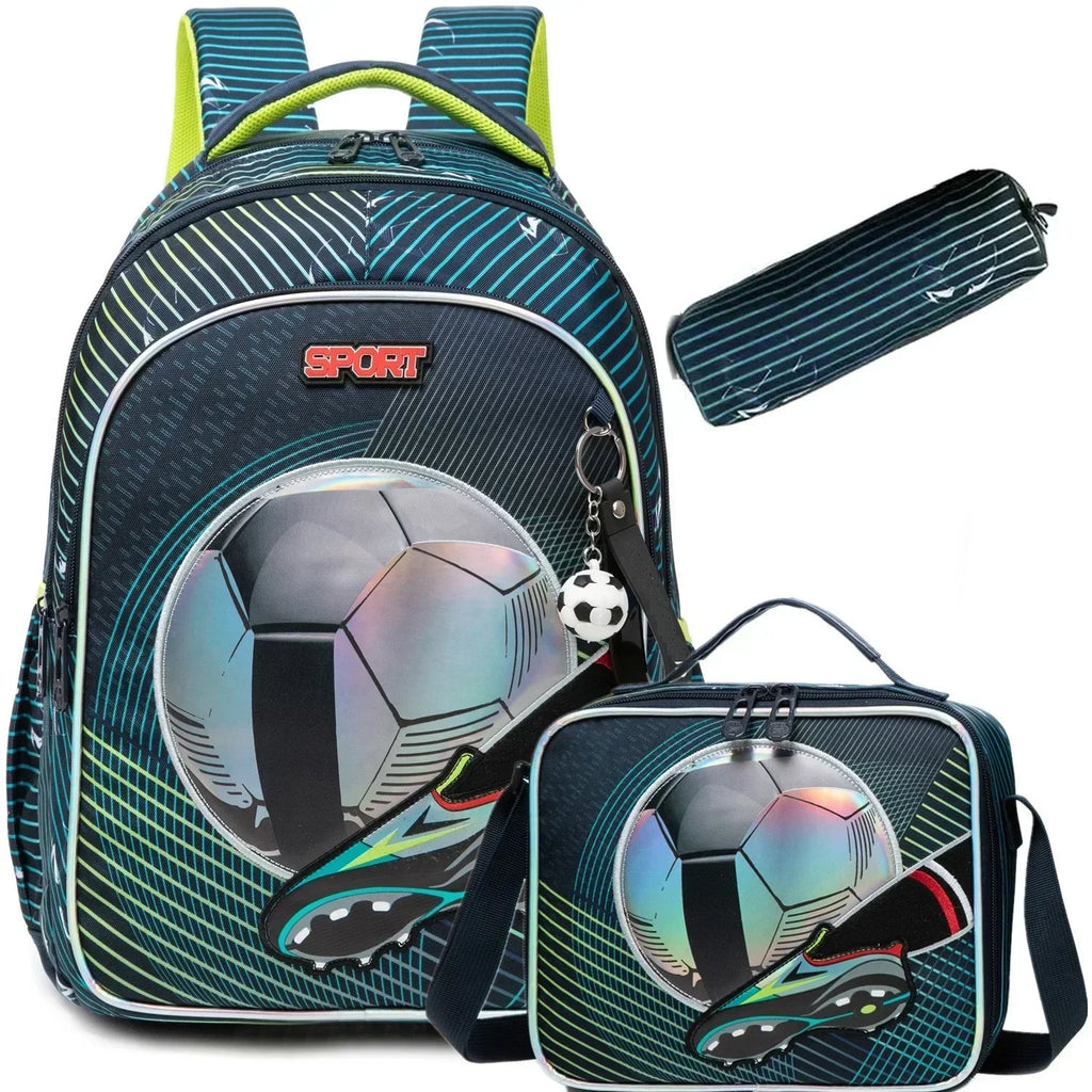 3PCS School Backpack for Boys Durable Elementary Student Backpack Large Capacity Bookbag Lightweight Mochila Back To School Bag