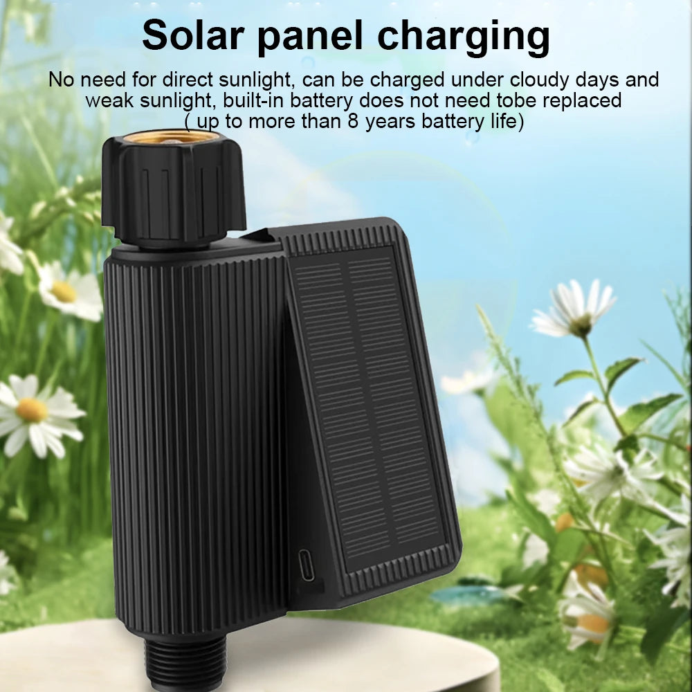 Tuya Smart Wifi Watering Timer Solar Energy Sprinkler Drip Irrigation System Built-in Water Flow Recorder Water Controller