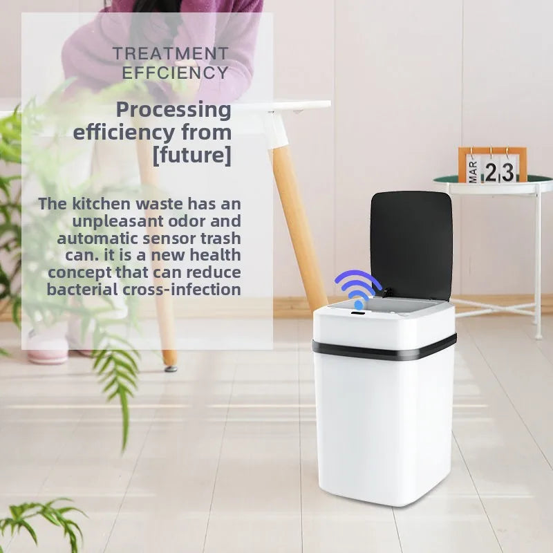 13L Smart Sensor Trash Can Fully Automatic Waterproof for Kitchen Living Room Household Bathroom Toilet