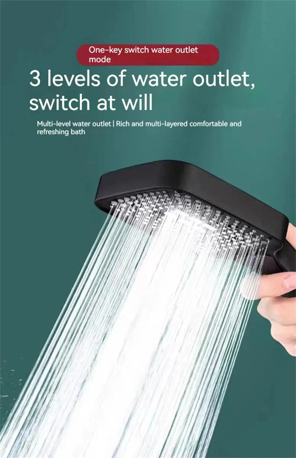 Adjustable Shower Head 3 Mode Rainfall Shower Large Flow Showerhead High Pressure Water Saving Shower Mixer Bathroom Accessories