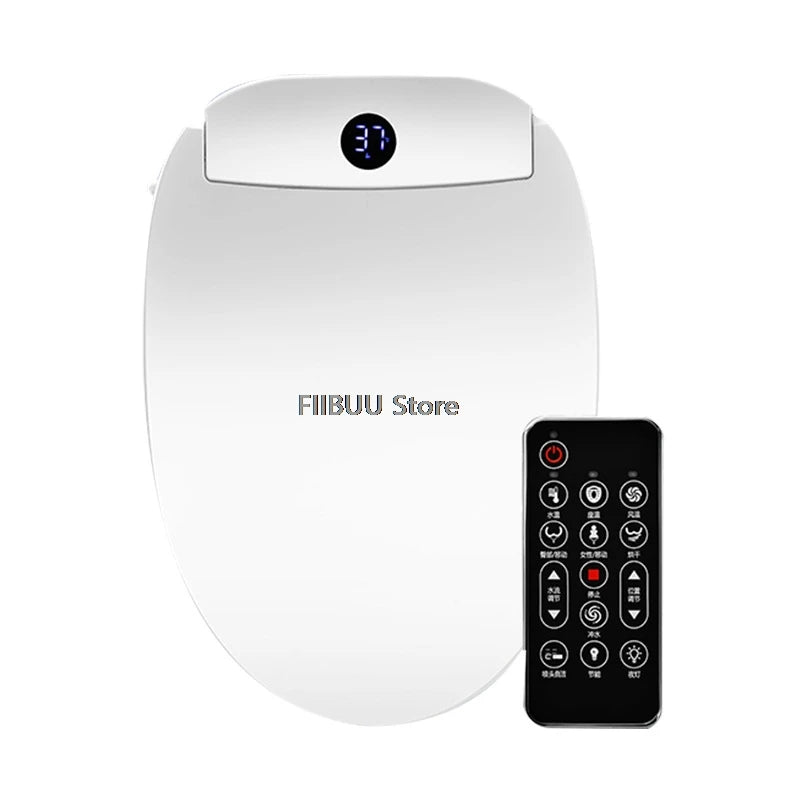 Smart Bidet Toilet Seat Cover for Elongated Toilets Heated Seat Slow Close Warm Dryer Rear Front Wash Warm Water Remote Control