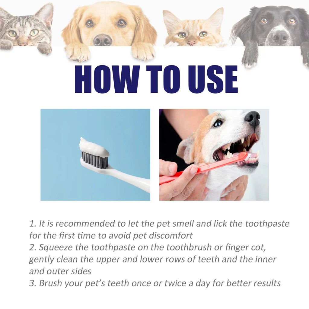 Pet Toothpaste Reduce Tartar Remove Dental Stain Eliminate Bad Breath Deodorant Whitening Dog Cat Teeth Pet Oral Care Toothpaste