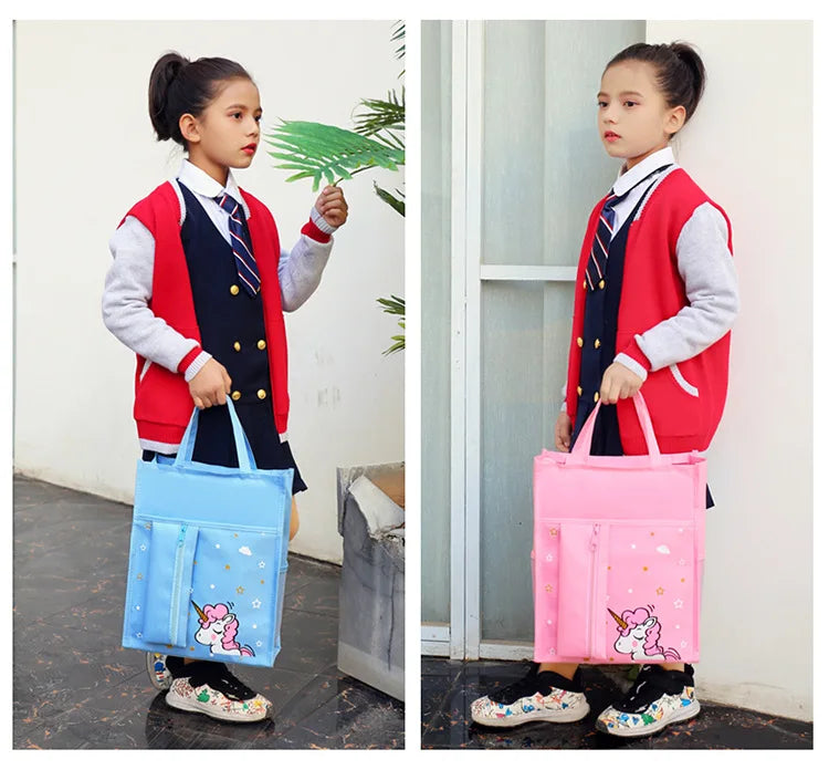 School supplies student tote bag children art bag document bag pink canvas tutoring bag school-bags-for-girls Tutorial Bags