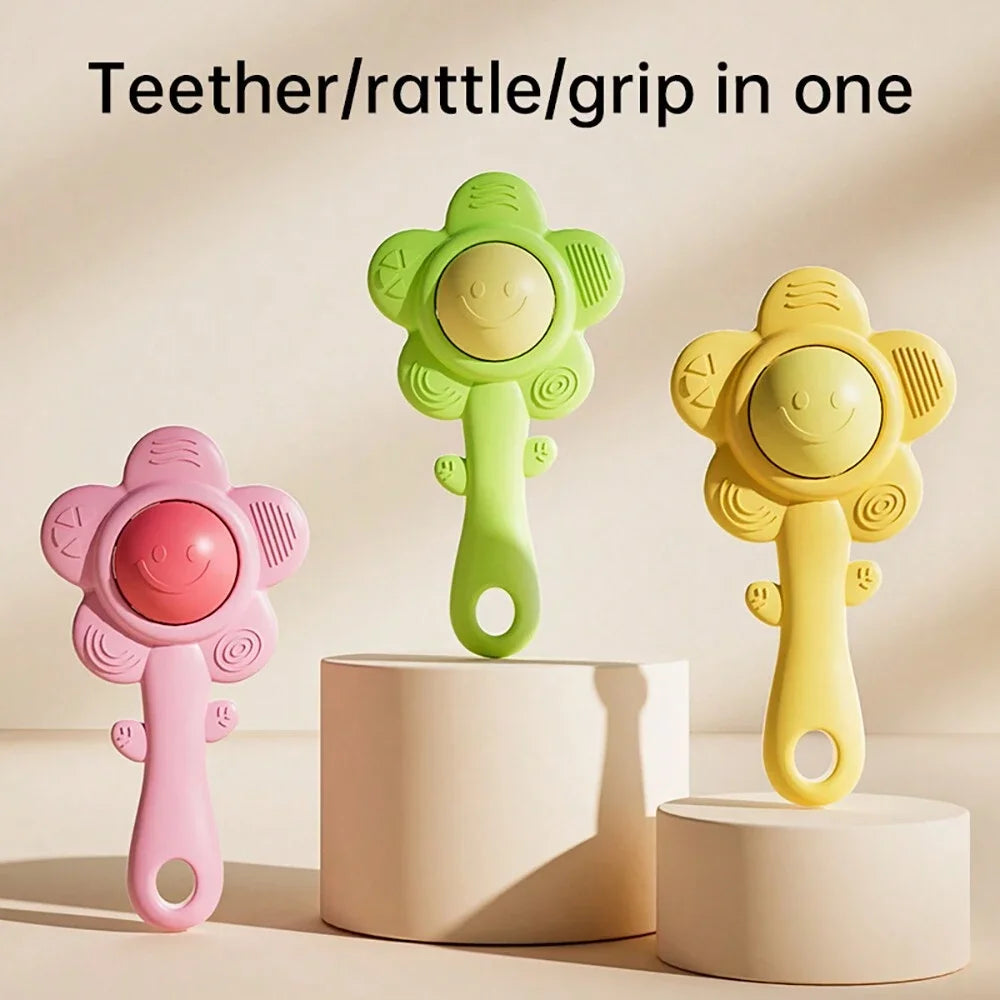 A Teether And Rattle For Babies: Sound, Chewable Toy, Early Learning And Entertainment, Teether, Rattle, Grip Function 3-In-1.