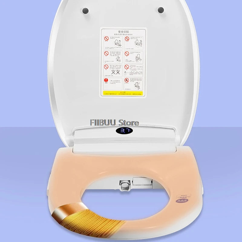 Smart Bidet Toilet Seat Cover for Elongated Toilets Heated Seat Slow Close Warm Dryer Rear Front Wash Warm Water Remote Control