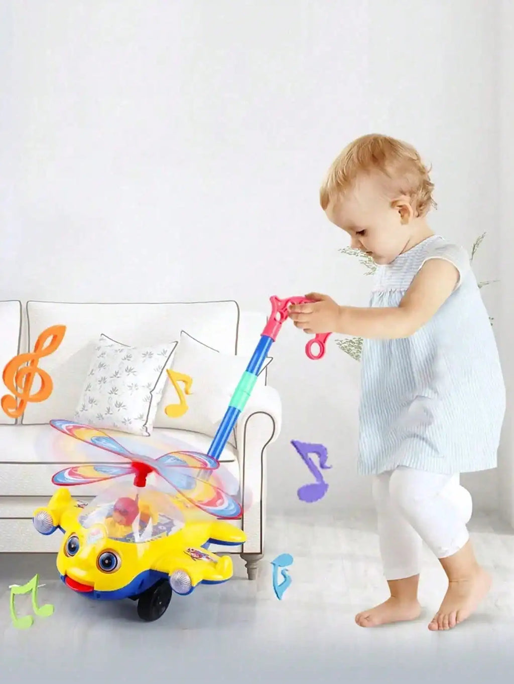 Cartoon Airplane Toy Trolley Educational Toy for Kids Toddler Children Children's Learning Walking Hand Push Aircraft Toy Push