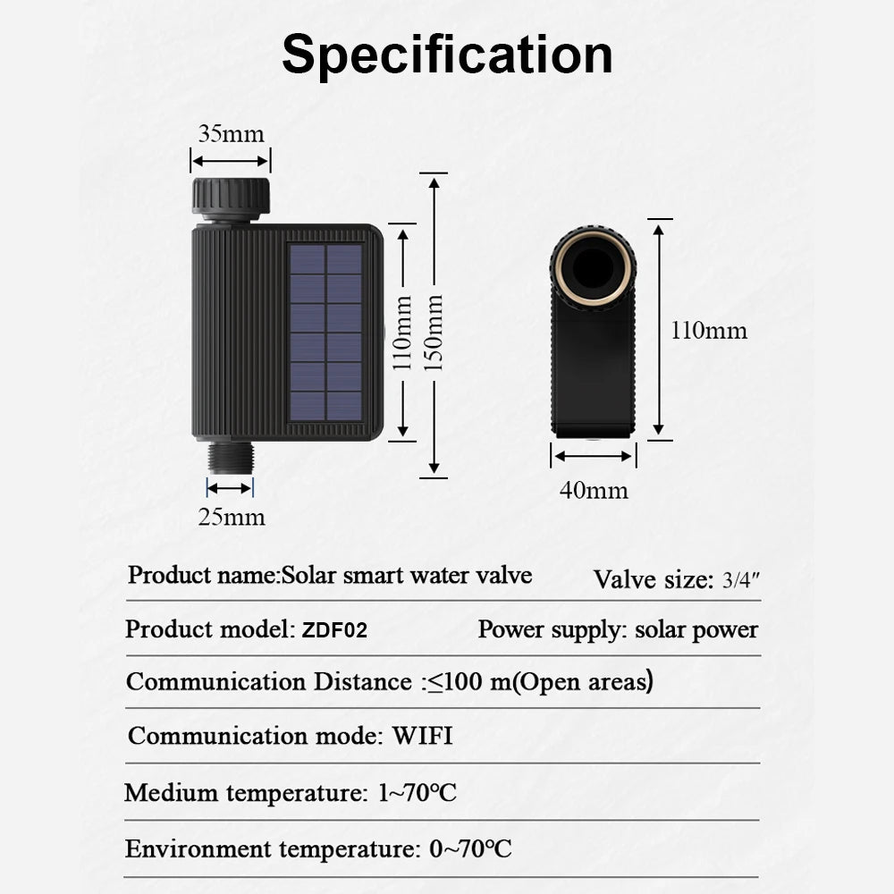 Tuya Smart Wifi Watering Timer Solar Energy Sprinkler Drip Irrigation System Built-in Water Flow Recorder Water Controller