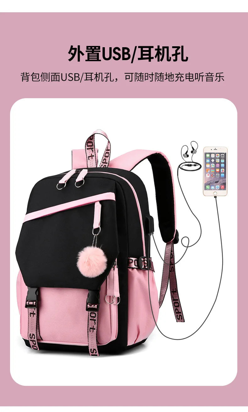 Fashion Girls' School Backpack Korean Styles Middle School Student Bags Black Casual Shoulder Bags for Teenager Boys Рюкзак