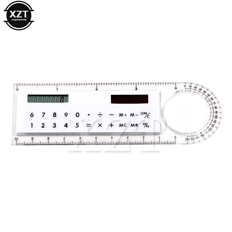 Student School Supplies Calculator Mini School Supplies Solar Transparent Ruler with Magnifier Portable Office Stationery