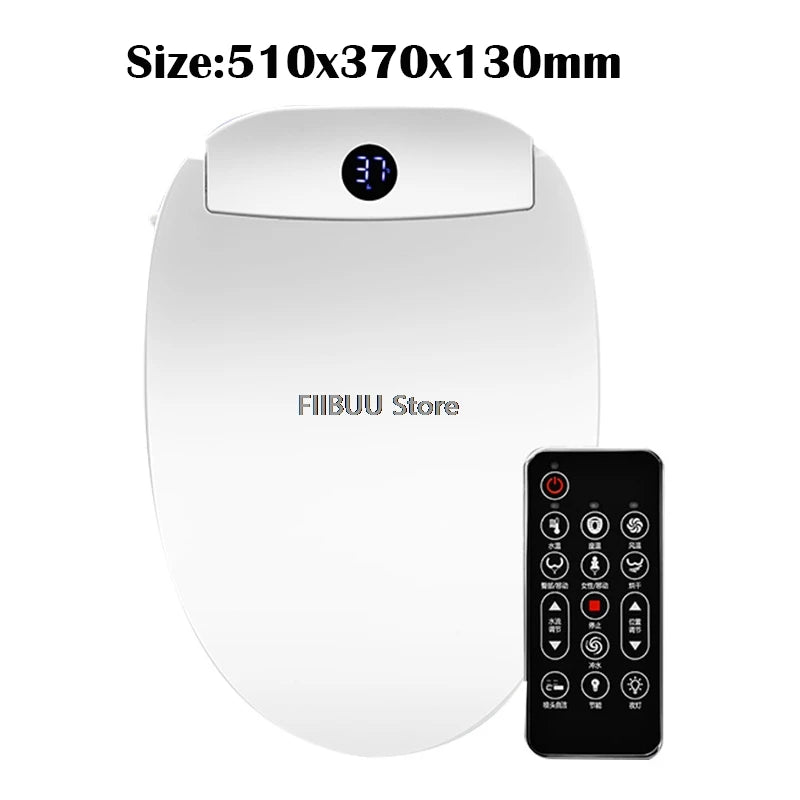 Smart Bidet Toilet Seat Cover for Elongated Toilets Heated Seat Slow Close Warm Dryer Rear Front Wash Warm Water Remote Control