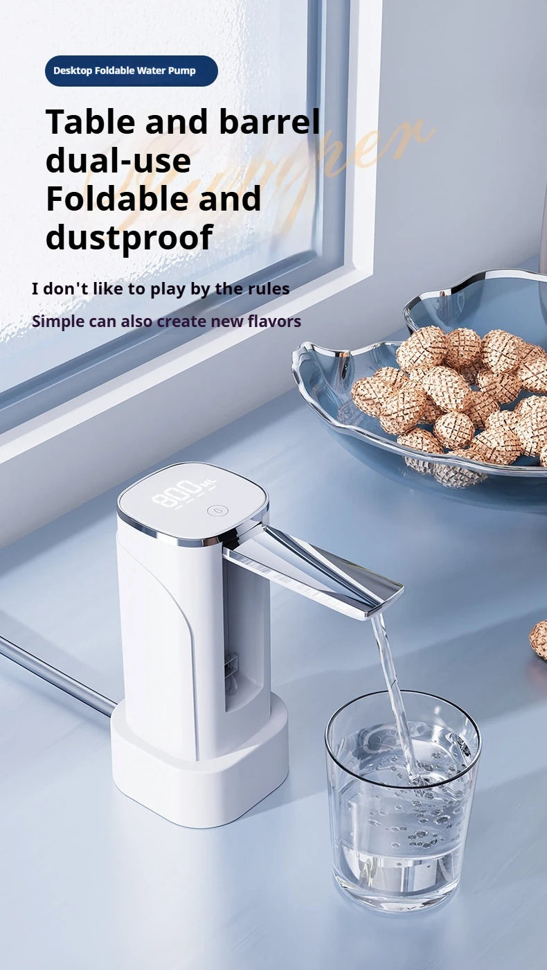 Intelligent Display Dual-use Foldable Automatic Water Pump Intelligent Quantitative Electric Water Dispenser for Bottled Water