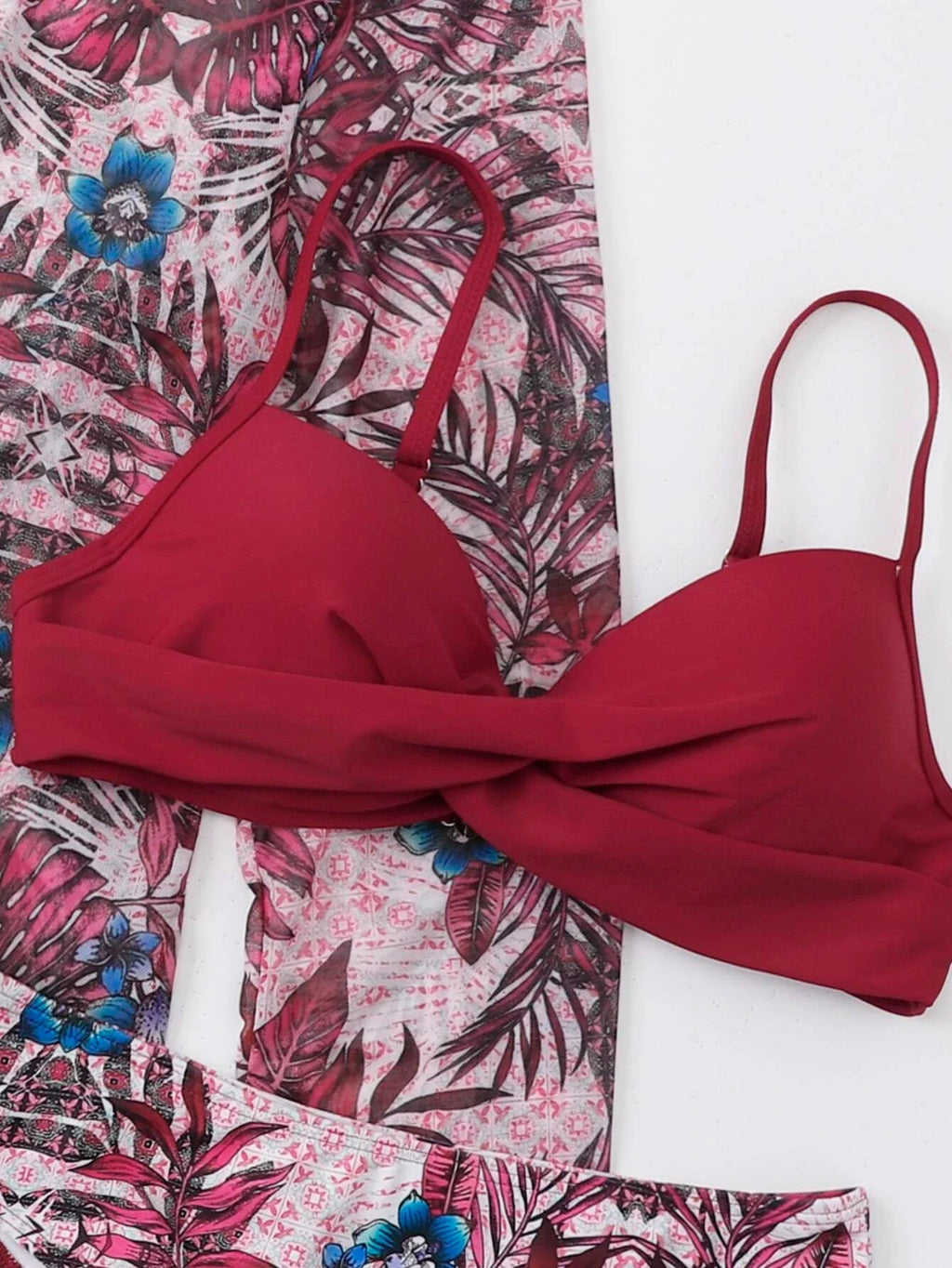 3 Pieces Push Up Bikinis 2025 Women With Kimono Beach Printed Swimsuit Sexy Swimwear Female Bathers Bathing Swimming Swim Suit