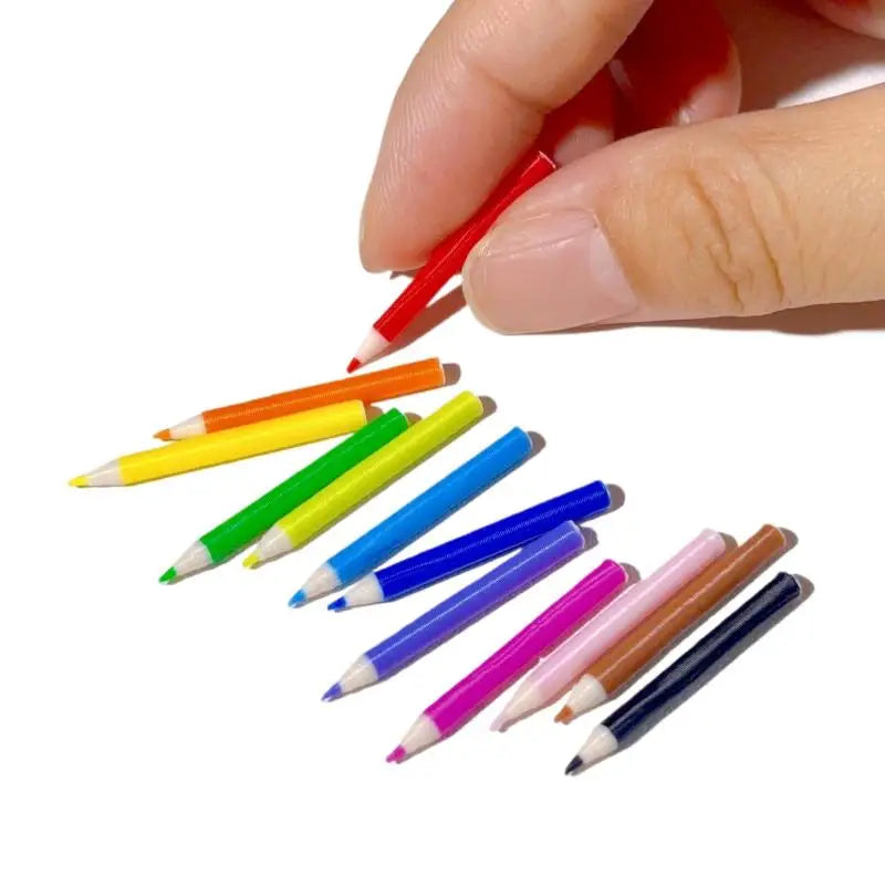 10/12Pcs Miniature School Supplies Toy Set for Kids Includes Colored Pens Mini Pencils Dollhouse School Accessory Props