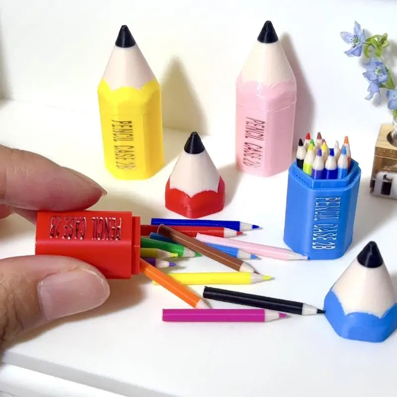 10/12Pcs Miniature School Supplies Toy Set for Kids Includes Colored Pens Mini Pencils Dollhouse School Accessory Props
