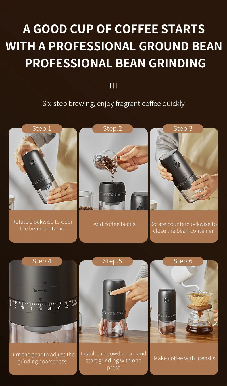Electric coffee grinder, household small hand-cranked coffee bean grinder, portable fully automatic grinder, hand coffee grinder