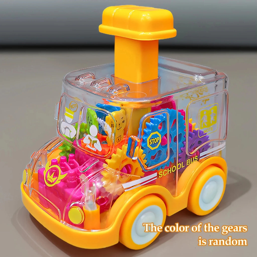 Baby Toy Cartoon Press Gear Car Toy Lnertia Pull-back Transparent Car Inertia Rebound Car Birthday Gifts for Kids Boys and Girls
