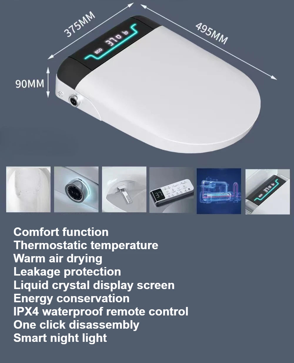 New Smart Toilet Cover Household Drying Instant Hot Seat Electric Heating Flusher Toilet Cover Toilet Seat Bidet Toilet Seat