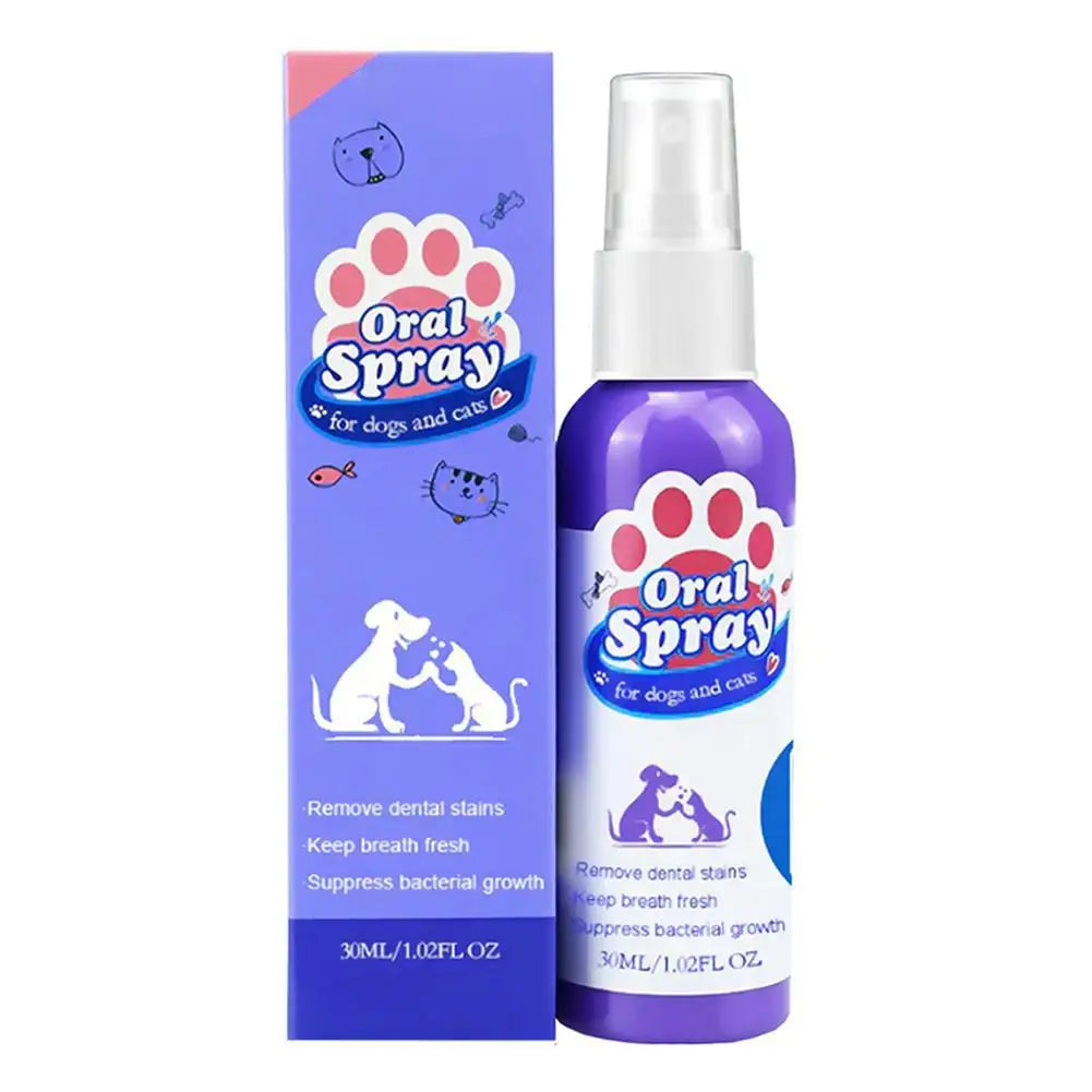 Pet Dental Spray for Dogs and Cats Freshen Breath Remove Plaque Tartar Oral Care Water Additive Easy Use No Brush Needed 30ml