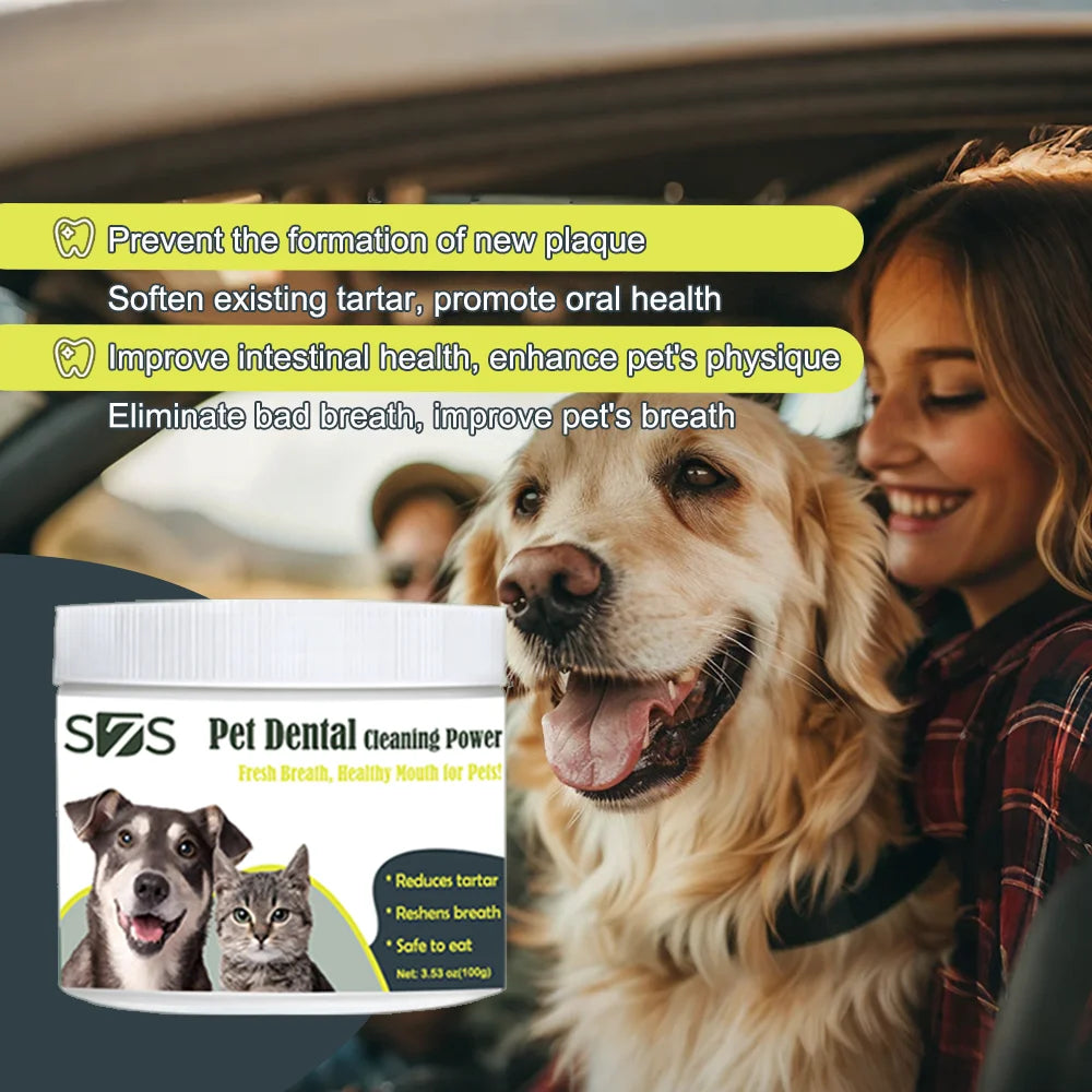 100g Beef Flavor Pet Dental Powder for Dogs & Cats – Advanced Tartar & Plaque Control, Fresh Breath, Oral Health Support
