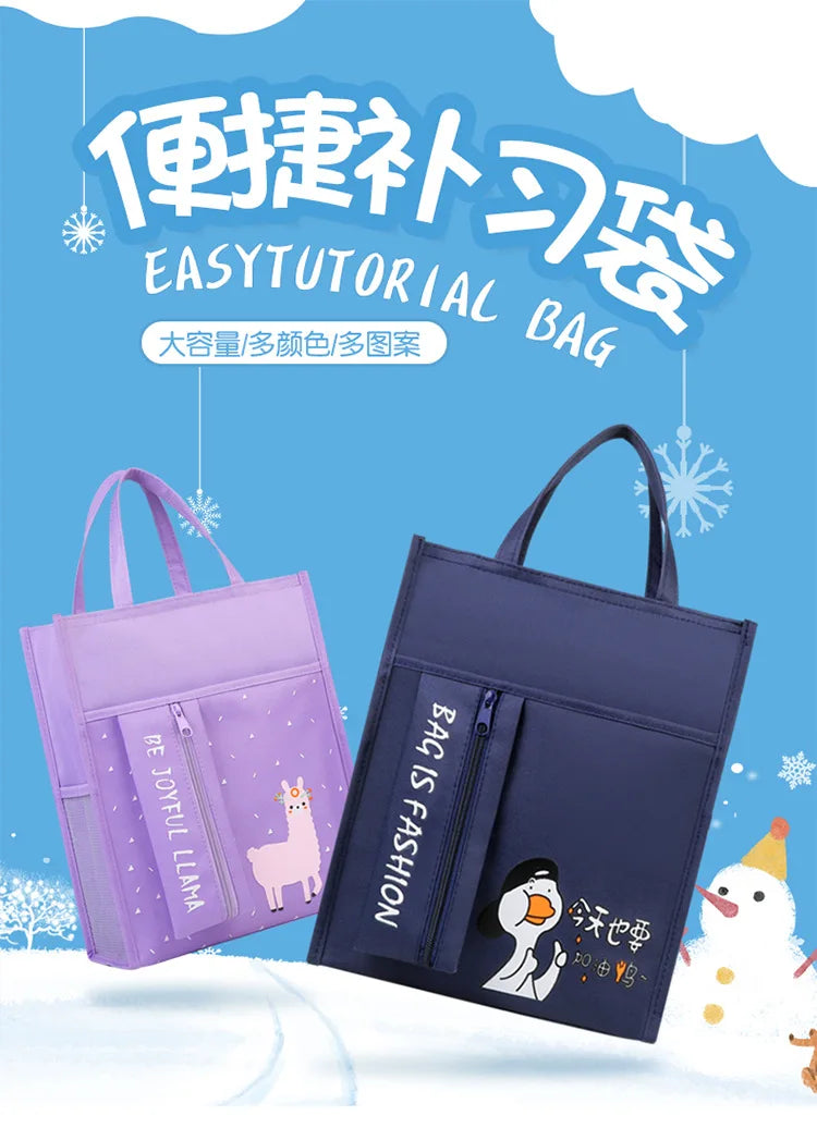 School supplies student tote bag children art bag document bag pink canvas tutoring bag school-bags-for-girls Tutorial Bags