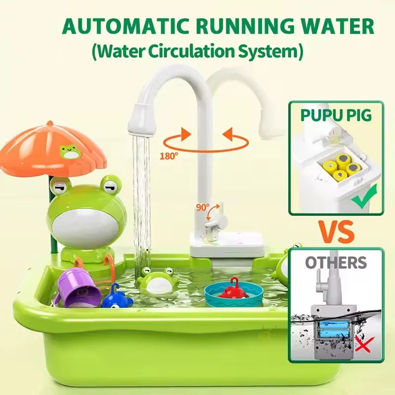 New Play Sink With Kitchen Sink Tap Water  Electric Faucet Play Kitchen Toy Swimming Pool Floating Fishing Toys Water Play Gift